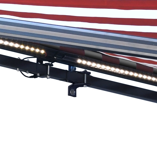 ALEKO AWCL12X10RDWT05 Motorized LED Half Cassette Retractable Awning 12 X 10 Feet, Red/ White