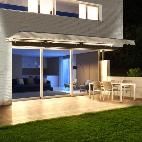 ALEKO  Awcl13X10Ivor29 Motorized Led Half Cassette Retractable Awning 13 X 10 Feet In Ivory