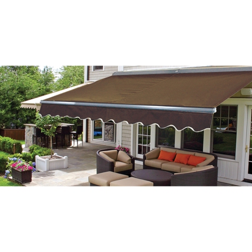 ALEKO AWCL12X10BRN36 Motorized LED Half Cassette Retractable Awning 12 X 10 Feet, Brown