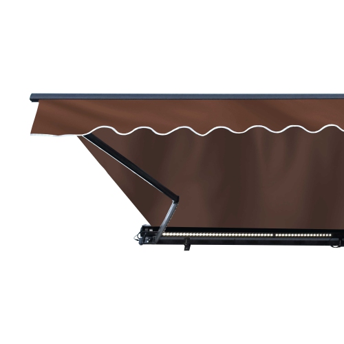 ALEKO AWCL12X10BRN36 Motorized LED Half Cassette Retractable Awning 12 X 10 Feet, Brown