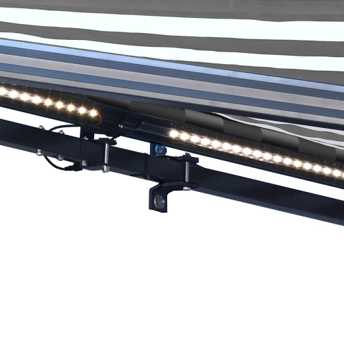 ALEKO AWCL13X10GRYWHT Motorized LED Half Cassette Retractable Awning 13 X 10 Feet, Grey /White