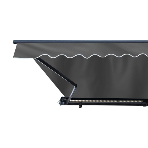 ALEKO AWCL16X10GY80 Motorized LED Half Cassette Retractable Awning 16 X 10 Feet, Grey