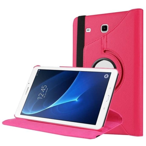 CC  Topsave 360 Rotating Pu Leather Tablet Case for Samsung Tab A 7"(2016) T280/t285, Hot In Pink