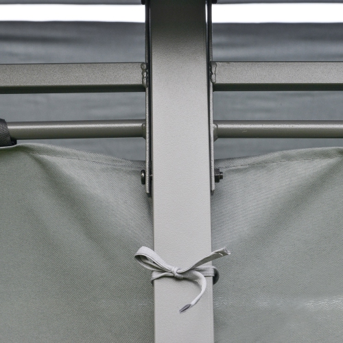 Outsunny 10' x 13' Patio Gazebo, Outdoor 2-Tiers Garden Canopy Yard Sunshade Shelter with Curtains, Grey