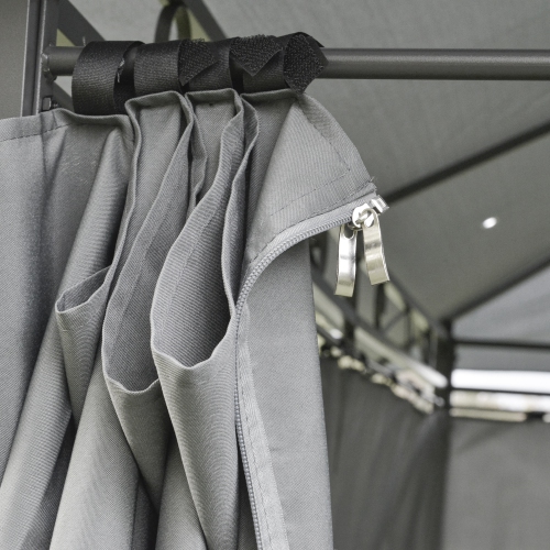 Outsunny 10' x 13' Patio Gazebo, Outdoor 2-Tiers Garden Canopy Yard Sunshade Shelter with Curtains, Grey