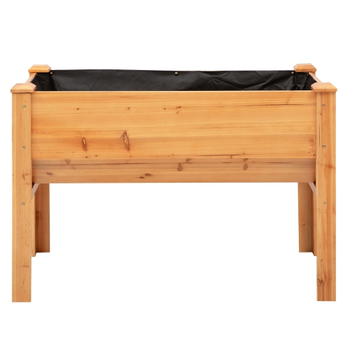 Outsunny Raised Garden Bed with Hooks, 660lb Capacity Wood Elevated Planter Box with Water Draining and Liner, Funnel Design for Vegetable, Herbs,