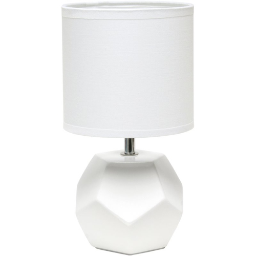 ALL THE RAGES CANADA Simple Designs Ceramic Round Prism Table Lamp In White With White Shade