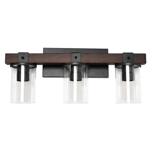 Elegant Designs Metal 3 Light Bath Vanity in Brown with Clear Shades