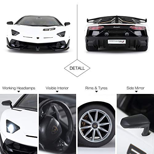 Toy Lamborghini Car | RASTAR 1:14 Lamborghini Aventador SVJ Remote Control Model Car, Super RC Sport Racing Car for Kids Boys Gifts, 2.4GHz(White)
