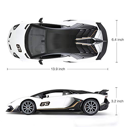 Toy Lamborghini Car | RASTAR 1:14 Lamborghini Aventador SVJ Remote Control Model Car, Super RC Sport Racing Car for Kids Boys Gifts, 2.4GHz(White)