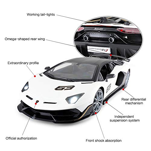 Toy Lamborghini Car | RASTAR 1:14 Lamborghini Aventador SVJ Remote Control Model Car, Super RC Sport Racing Car for Kids Boys Gifts, 2.4GHz(White)