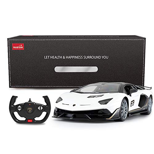 Toy Lamborghini Car | RASTAR 1:14 Lamborghini Aventador SVJ Remote Control Model Car, Super RC Sport Racing Car for Kids Boys Gifts, 2.4GHz(White)