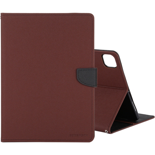 GOOSPERY  Topsave Fancy Card Holder Fabric+Tpu Folio Flip Tablet Cover for Ipad Pro 12.9"(2020) In Brown