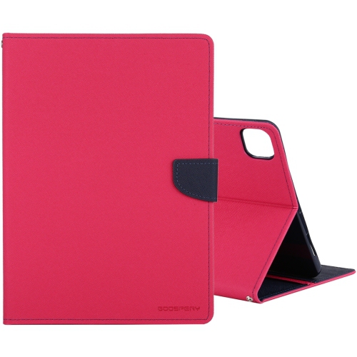 GOOSPERY  Topsave Fancy Card Holder Fabric+Tpu Folio Flip Tablet Cover for Ipad Pro 12.9"(2020), Hot In Pink
