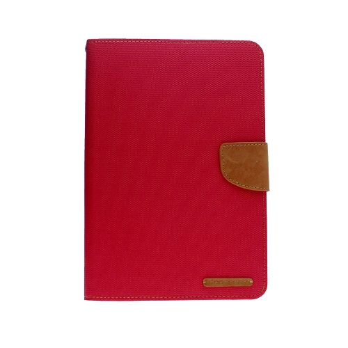 GOOSPERY  Topsave Canvas Card Holder Fabric+Tpu Folio Flip Tablet Cover for Ipad Mini 2 3 In Red