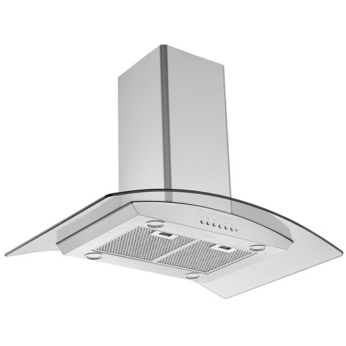 Ancona 36" 450 CFM Convertible Island Glass Canopy Range Hood in Stainless Steel with Auto Night Light Feature