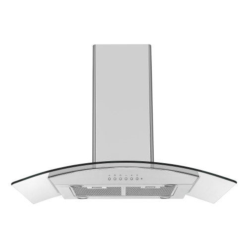 Ancona 36" 450 CFM Convertible Island Glass Canopy Range Hood in Stainless Steel with Auto Night Light Feature