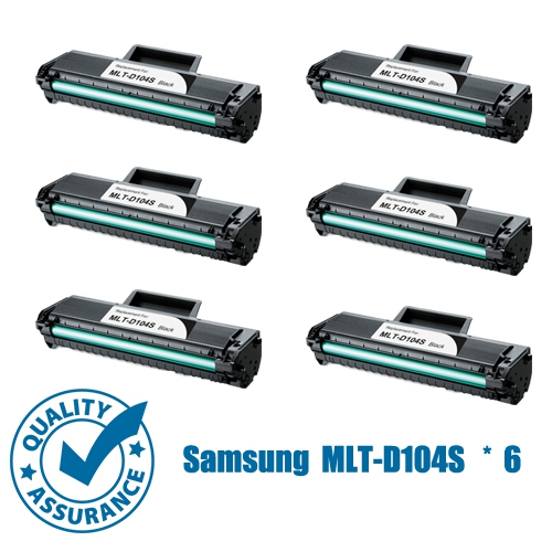 Printer Pro™ 6 Pack Samsung MLT-D104S/D104/MLTD104/mlt-d104/d104 Black Toner Cartridge for Samsung Printer ML-1670/SCX-3205W