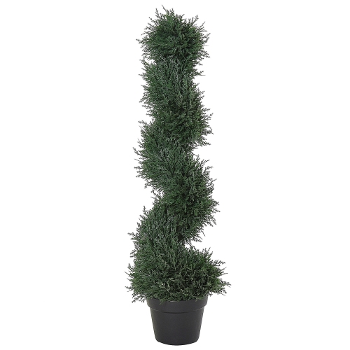 OUTSUNNY  3 Feet Topiary Trees, Artificial Faux Fakes Spiral Plant Cedar Tree Indoor Outdoor Decor With Nursery Pot In Green