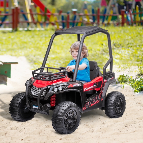 Aosom Kids Ride On Car 12V 10AH Battery-Powered Electric Off-Road UTV Toy, 1.8-3.7 mph, Remote Control, 2*550 Motors, Music Lights Storytelling,