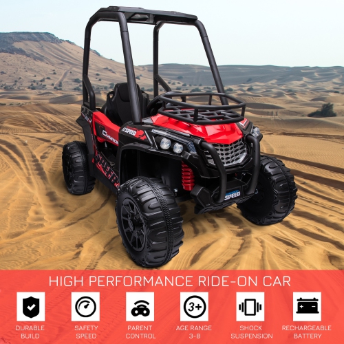 Aosom Kids Ride On Car 12V 10AH Battery-Powered Electric Off-Road UTV Toy, 1.8-3.7 mph, Remote Control, 2*550 Motors, Music Lights Storytelling,