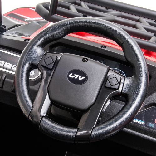 Aosom Kids Ride On Car 12V 10AH Battery-Powered Electric Off-Road UTV Toy, 1.8-3.7 mph, Remote Control, 2*550 Motors, Music Lights Storytelling,