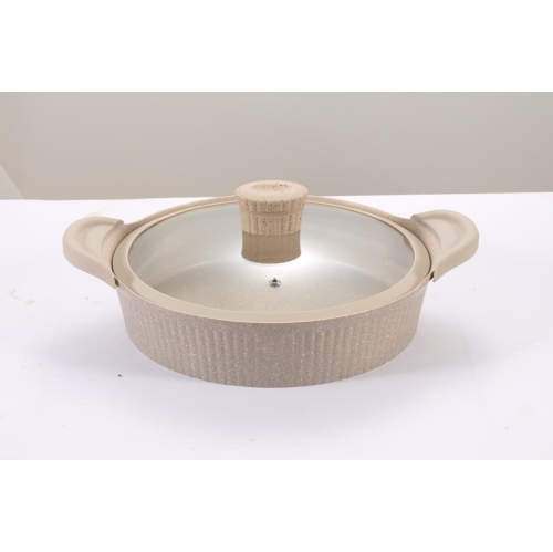 SHALLOW CASSEROLE 26CM/10.2" WITH GLASS LID AND SILICONE RIM DIE-CAST ALUMINIUM DURABLE