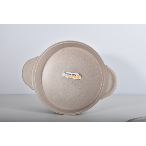 SHALLOW CASSEROLE 26CM/10.2" WITH GLASS LID AND SILICONE RIM DIE-CAST ALUMINIUM DURABLE