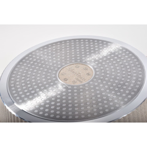 SHALLOW CASSEROLE 28CM/11" WITH GLASS LID AND SILICONE RIM DIE-CAST ALUMINIUM DURABLE