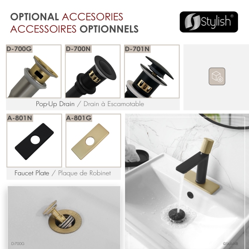 Stylish Riela Single Handle 7 1/2" Matte Black with Brushed Gold Bathroom Faucet B-104NG
