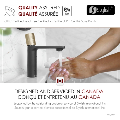 Stylish Riela Single Handle 7 1/2" Matte Black with Brushed Gold Bathroom Faucet B-104NG