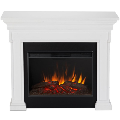 Real Flame Emerson Grand Electric Wood Fireplace in Rustic White