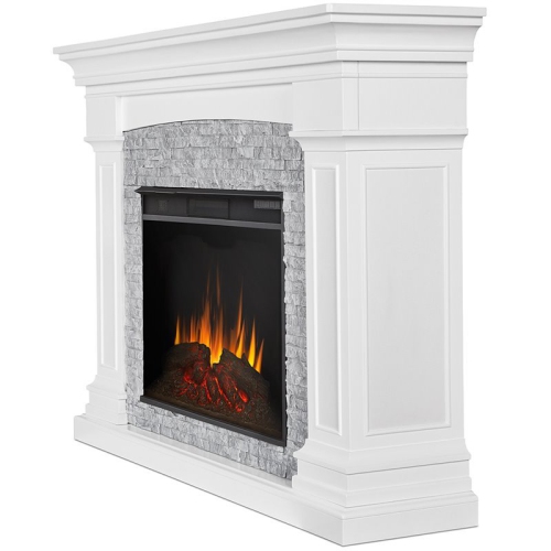 Real Flame Deland Grand Electric Fireplace in White and Gray