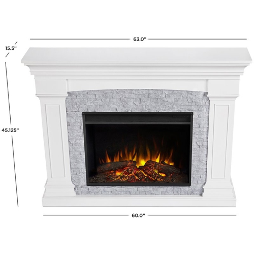 Real Flame Deland Grand Electric Fireplace in White and Gray
