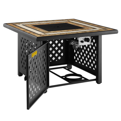 Crosley Tucson 40" Square Stone Top Patio Fire Pit in Brown