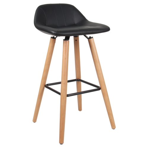 Moustache Dining Room Chair Bar Cafe Stool with Padded Seat, Footrest & Beech Wood Legs