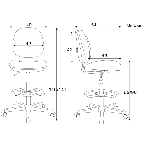Task Chair Ergonomic Swivel Office Chair ,Drafting Stool with Foot Ring & Backrest, Fabric Drafting Chair, No Armrests, support up to 250 lbs