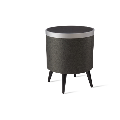 VOICI ZAIN LE BUREAU DOMICILE INTELLIGENT CHARGEMENT sans fil Qi Sidetable intelligent latéral avec haut-parleurs Bluetooth en noir/noir/argenté