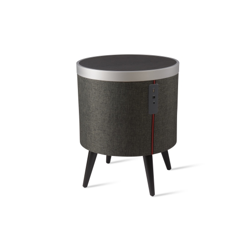 VOICI ZAIN LE BUREAU DOMICILE INTELLIGENT CHARGEMENT sans fil Qi Sidetable intelligent latéral avec haut-parleurs Bluetooth en noir/noir/argenté
