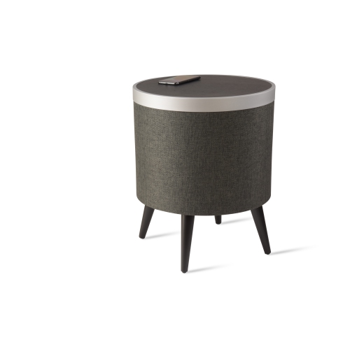 VOICI ZAIN LE BUREAU DOMICILE INTELLIGENT CHARGEMENT sans fil Qi Sidetable intelligent latéral avec haut-parleurs Bluetooth en noir/noir/argenté