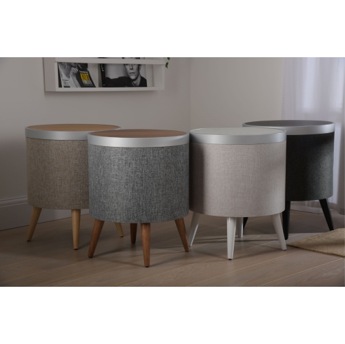VOICI ZAIN LE BUREAU DOMICILE INTELLIGENT CHARGEMENT sans fil Qi Sidetable intelligent latéral avec haut-parleurs Bluetooth en noir/noir/argenté