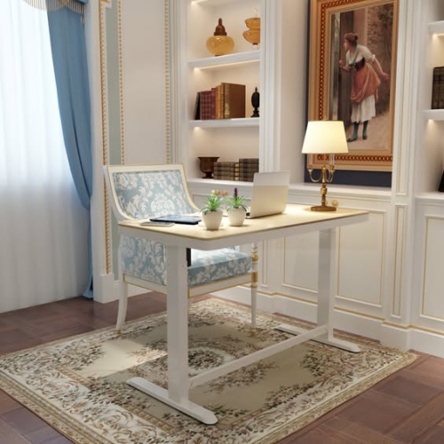 KOBLE JUNO motorized Smart Desk with Qi Wireless Charging for the SMART HOME OFFICE featured in Oak/White