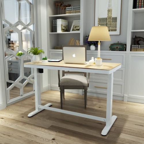KOBLE JUNO motorized Smart Desk with Qi Wireless Charging for the SMART HOME OFFICE featured in Oak/White