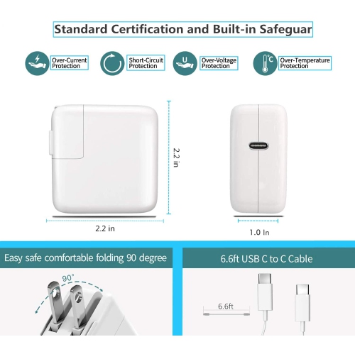 30W Mac Book Air Charger Great Replacement USB-C Power Adapter, Compatible with Macbook & Air Charger, Works With 30W PD Fast Charging Late Charger