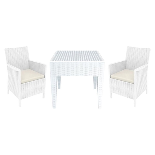 Compamia California 3 Piece Wickerlook Patio Conversation Set in White