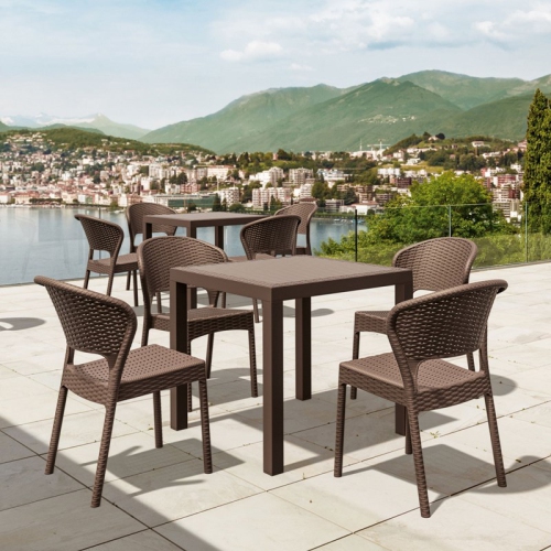 COMPAMIA  Daytona 5 Piece Square Wickerlook Patio Dining Set In In Brown