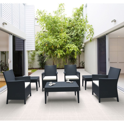 COMPAMIA  California 7 Piece Patio Conversation Set In Dark In Gray