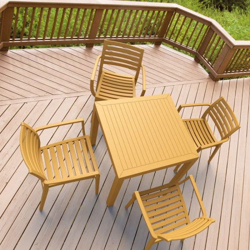 COMPAMIA  Artemis 5 Piece Square Resin Patio Dining Set In Teak In Brown