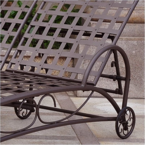Bowery Hill Double Patio Chaise Lounge in Wrought Iron