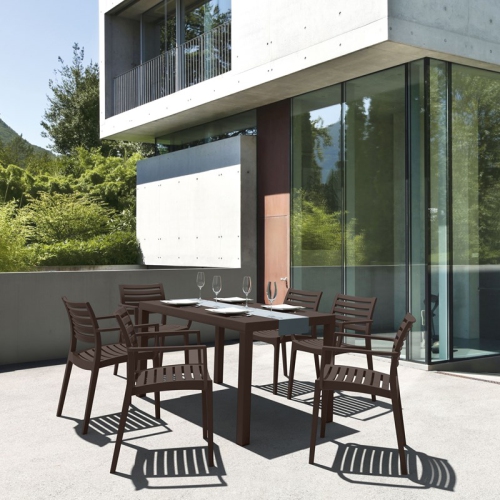 COMPAMIA  Artemis 7 Piece Resin Patio Dining Set In In Brown